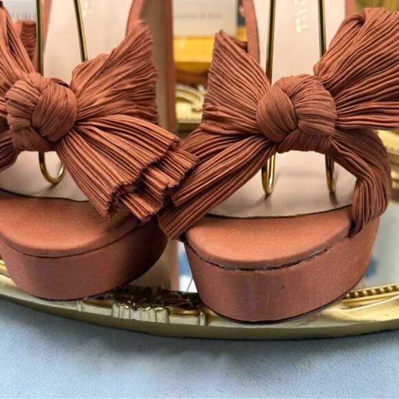 LOEFFLER RANDALL 🧿 NWOB Natalia Terracotta Organza Platform Sandals, Sz 7 - Picture 16 of 16